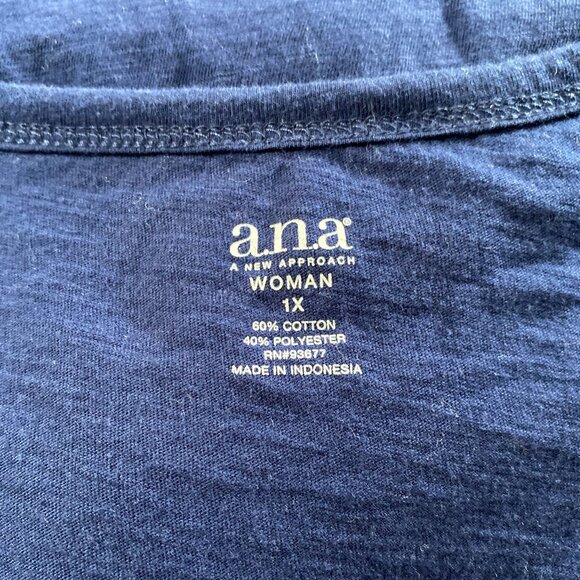 A.N.A. Navy Blue Cotton/Poly blend Classic wide V-neck T-Shirt *X-LARGE* - Picture 5 of 5